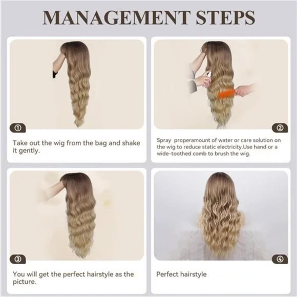 Wig with Bangs for Women, Ombre Blonde